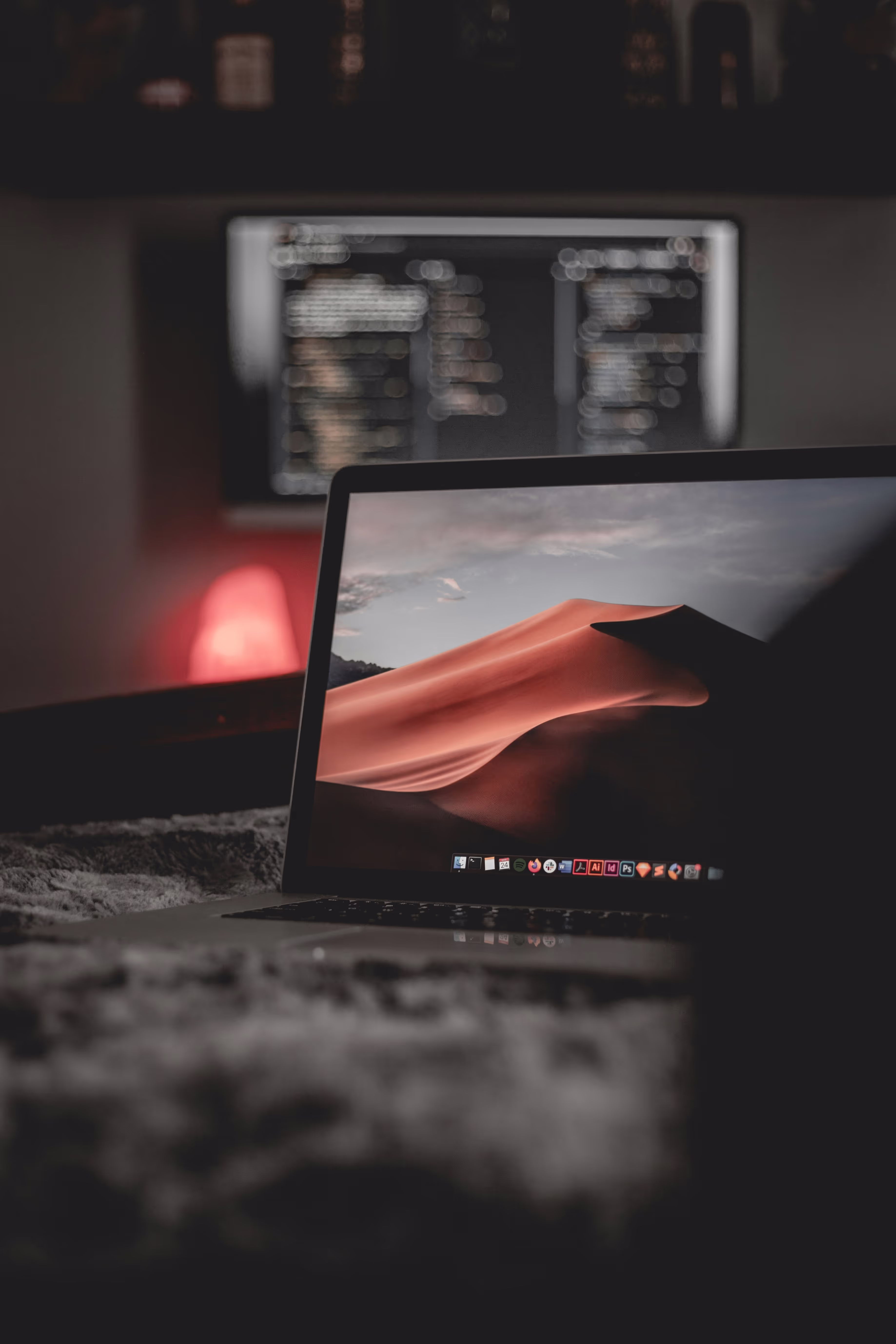 Red aesthetic image of a laptop.